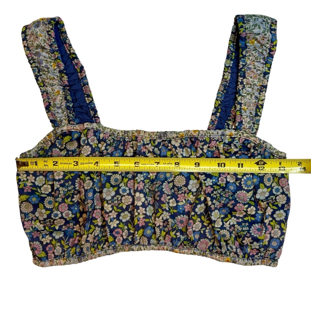 American Eagle Floral Crop Top Blue Cottagecore Small - Picture 9 of 12